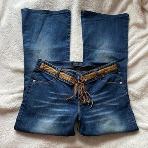 Tie Embellished Western Flare Jeans 31in Waist